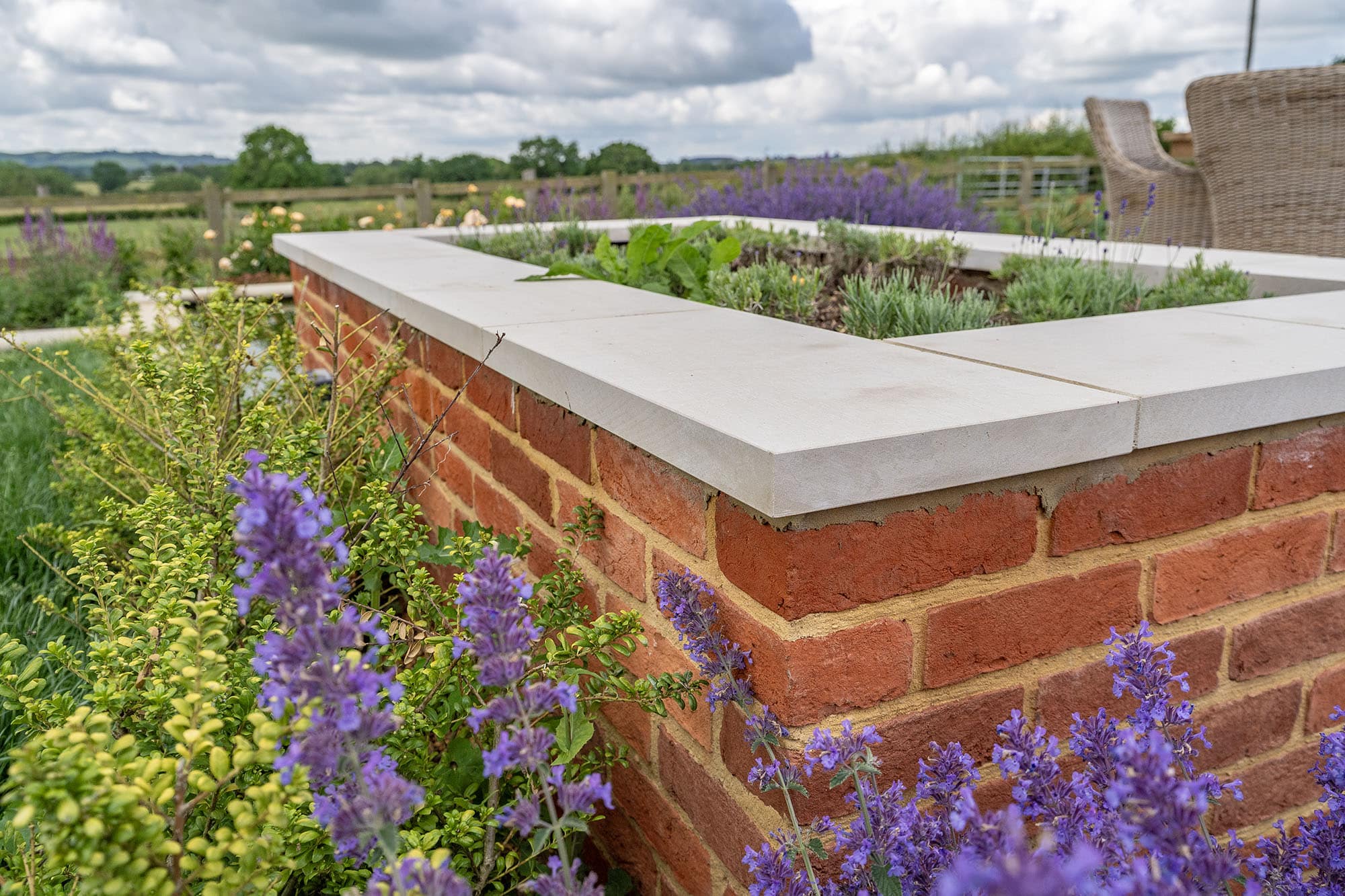 Raised Flower Bed with Milton Sandstone Coping